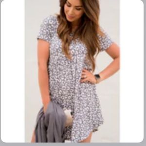 Gray leopard babydoll dress